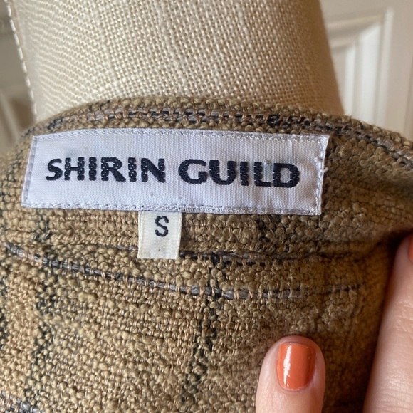 ❌SOLD❌ SHIRIN GUILD 100% LINEN BROWN AND BLUE CARDIGAN CAPE OVERSIZED SWEATER - Picture 4 of 4